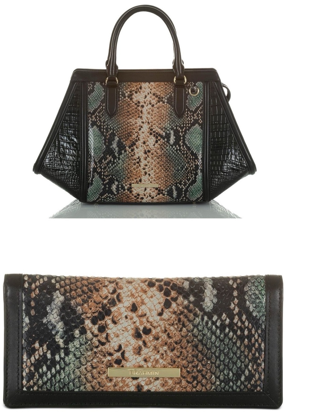 Brahmin Arden Satchel and Ady Wallet Set in Serpentine Patchouli
